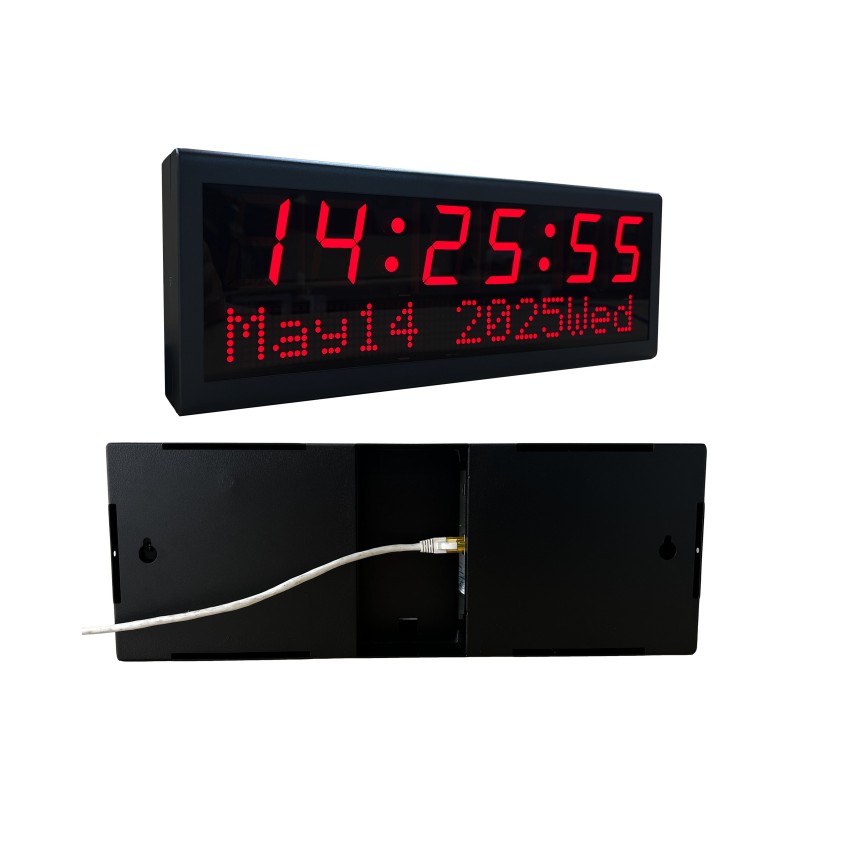 Professional-grade Black PoE Digital Clock