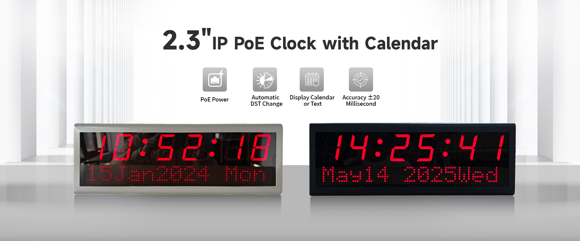 Orologio digitale con calendario IP PoE